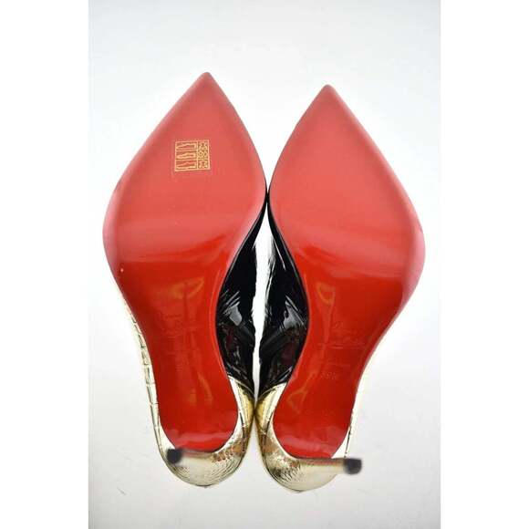 Christian Louboutin Bibooty 100 Black Platine Gold Patent Ankle Heel Boot 39.5 - Picture 12 of 12